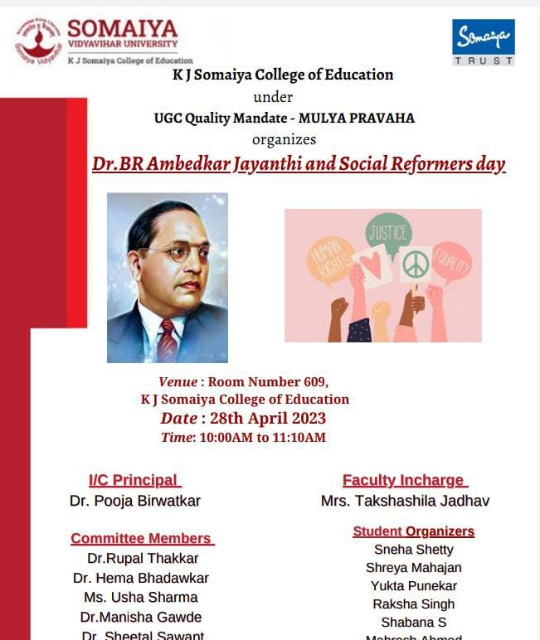 2023-04-28 10:00:00  Dr.B.R.Ambedkar Jayanthi & Social Reformer Day 2023