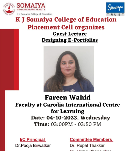 Guest Lecture- Designing E- Portfolios by Fareen Wahid