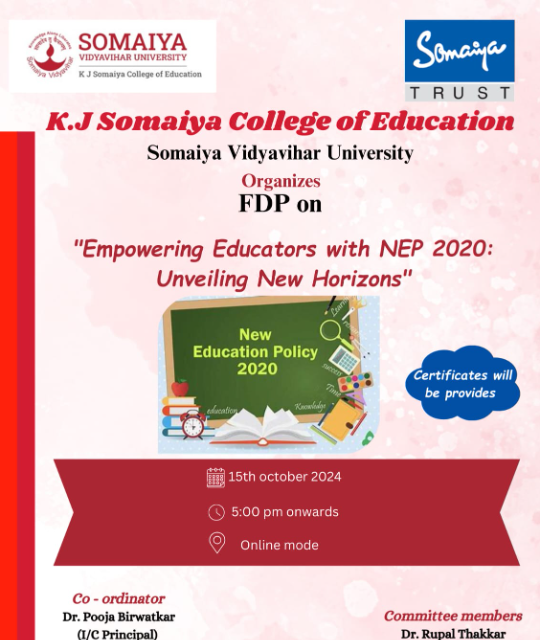 FDP on "Empowering Educators with NEP 2020: Unveiling New Horizons". | SVU