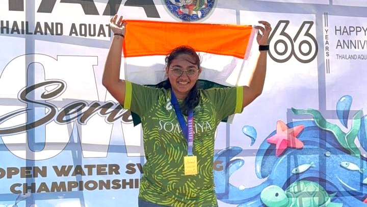 2025-11-30 11:20:00 Somaiya Sports Academy Hazel Raikundalia Shines at 3rd Thailand Open Water Swimming Championships 2025