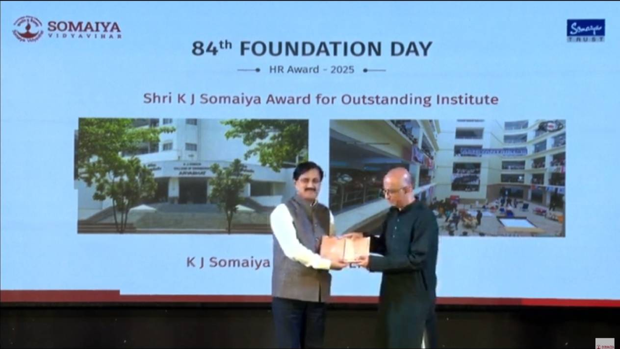 2025-12-01 14:08:00   Shri K J Somaiya Award for Outstanding Institute