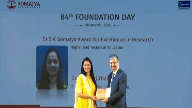 2025-12-01 14:11:00  Dr. S. K. Somaiya Award for Excellence in Research