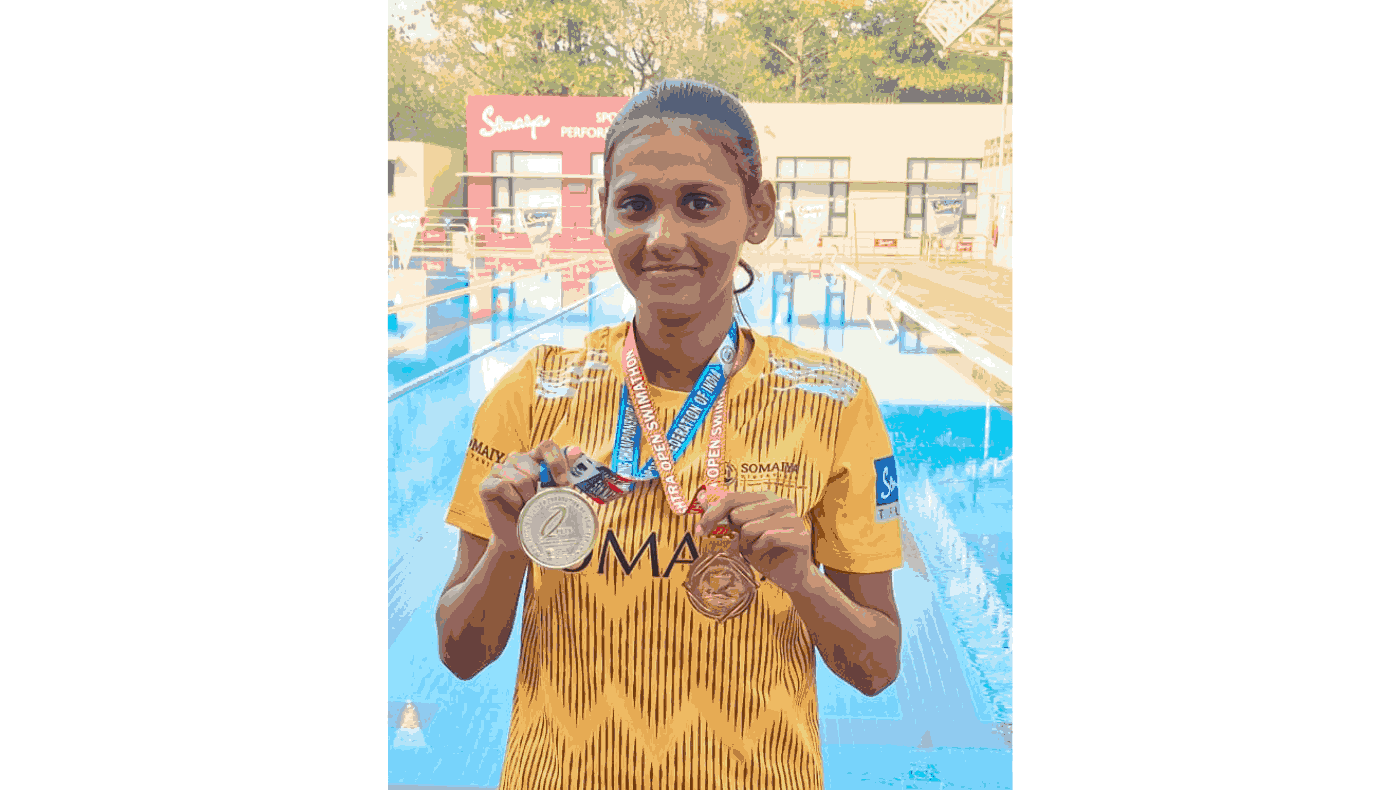 2025-12-20 15:21:00 Somaiya Sports Academy Surbhi Shrikrishna Shinde Wins Silver at 5th National Finswimming Championship 2025