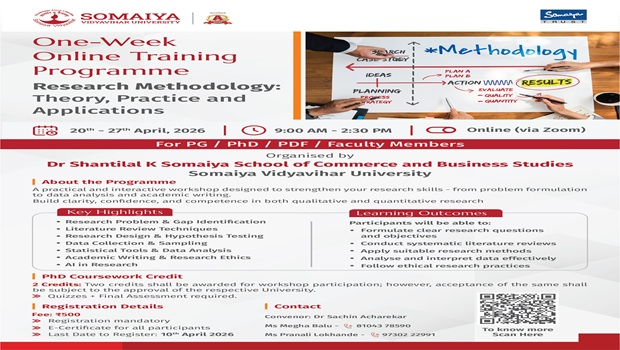One-Week Online Training Programme on Research Methodology : Theory, Practice, and Applications